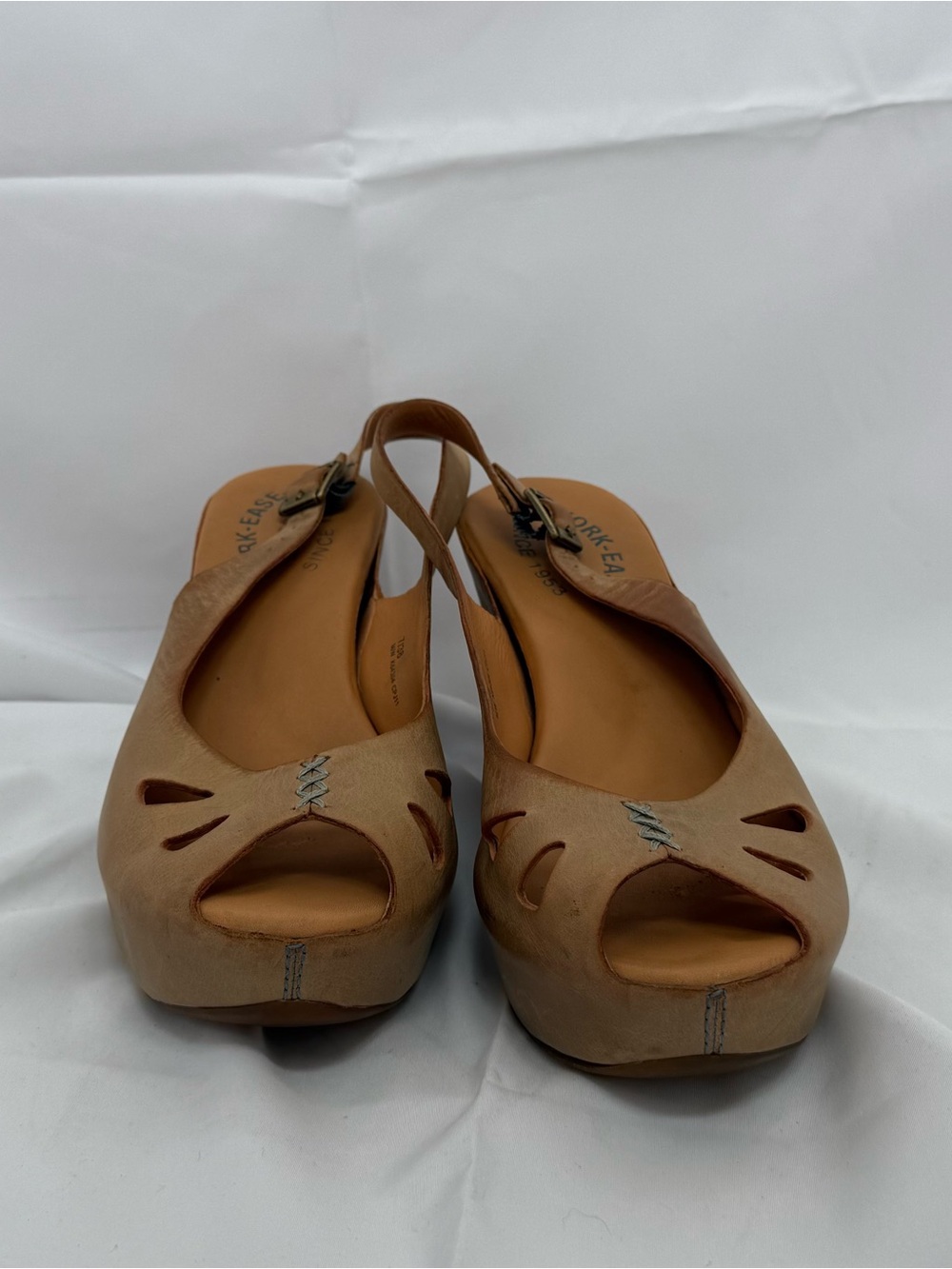 Kork-Ease Tan Open-Toe Platform Slingbacks
